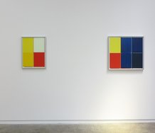 Imi Knoebel: Before the Storm, 2001/2011, hand-coloured acrylic on paper, 60.9 x 45 cm; Hello Darkness, 2001/2011, hand-coloured acrylic on paper, 65.6 x 70.9 cm