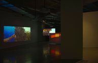 Installation of Beatriz Santiago Muñoz, That which identifies them like the eye of the Cyclops, 2016, at St Paul St Gallery One. Three-channel digital video, sound, colour; 10:11 minutes. Photo: Emily Cloete and Tom Hackshaw.   