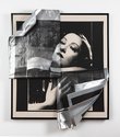 Sarah Contos, Eclipsing Hollywood (Gloria #2), 2017 screen print on canvas and metallic fabric, aluminium, 105 × 90 × 20 cm