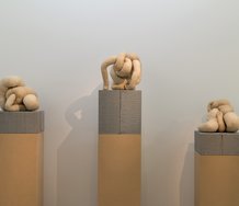 Sarah Lucas, NUD CYCLADIC 3, 6, 10, 2010, all three: nylon tights, synthetic fibre, breeze blocks, steel wire. Tate: Purchased 2012.