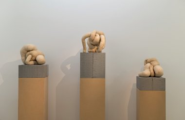 Sarah Lucas, NUD CYCLADIC 3, 6, 10, 2010, all three: nylon tights, synthetic fibre, breeze blocks, steel wire. Tate: Purchased 2012.