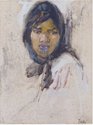 Frances Hodgkins, The black scarf, 1913, watercolour on board, 384 x 274 mm. Courtesy of The Field Collection Trust.