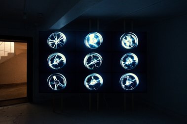 Steve Carr, Motor Reliefs, 2017, Red Cam, 9 channel, duration approx 7 mins looped, unique