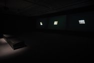 Lisa Crowley's The Incandescents, 2017 (3 channel video, sound, 10:31 min.) as installed at Te Tuhi.  Photo by Sam Hartnett   