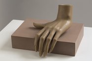 John Stezaker, Touch V, 1976, mixed media, 16 x 16 x 14 cm (hand) 5 x 20 x 15 cm (block). Image courtesy of the artist and The Approach, London.