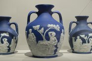 Josiah Wedgwood & Sons (England), Copy of the Portland Vase, 19th century, white on blue jasper-ware ceramic, Museum of New Zealand Te Papa Tongarewa