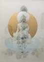 Tiffany Singh, Shadows of the Awakened (Medicine Buddha) 2018, collaborator: Ella Brewer, pure silver silver, 23 carat gold, heartsease (pansy), marigold dye, indigo dye, rose dye, pansy dye, earth, mud, variegated foil, aquamarine