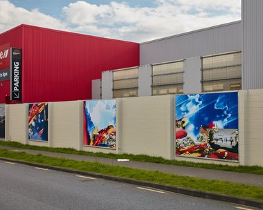 Hikalu Clark, Accurate Community Projections, 2018, on the reeves Rd billboards. Commissioned by Te Tuhi Auckland. Photo: Sam Hartnett