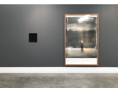 Gunter Umberg, Ohne titel, 2010, pigment, dammar on board; Coen Young, Study for a Mirror, 2018, acrylic, urethane and silver nitrate on paper.