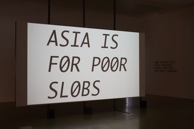 The installation of YOUNG-HAE CHANG HEAVY INDUSTRIES' Asia is for Poor Slobs, 2014, at Te Uru. Photo: Sam Hartnett