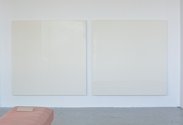 Trent Thompson's 'Hydrocal White' paintings as installed in his 'In Lieu' exhibition at Skinroom gallery.