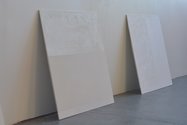 Trent Thompson's 'Hydrocal White' paintings as installed in his 'In Lieu' exhibition at Skinroom galler