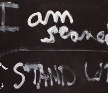 Colin McCahon, Scared, 1976, synthetic polymer paint on paper, 730 x 1095 mm, Collection of Museum of New Zealand Te Papa Tongarewa, Wellington. Courtesy of Colin McCahon Research and Publication Trust