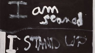 Colin McCahon, Scared, 1976, synthetic polymer paint on paper, 730 x 1095 mm, Collection of Museum of New Zealand Te Papa Tongarewa, Wellington. Courtesy of Colin McCahon Research and Publication Trust