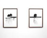 Harry McAlpine, Down the Barrel (Diptych), 2020, Charcoal on 600gsm cotton (rag) paper, custom framed 840 mm x 640 mm x 35 mm. Images, courtesy of Weasel Gallery, by Mark Hamilton.