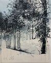 Kirsten Everberg, Walden Pond/Walden (Ridge Path), 2019, oil and enamel on wood panel, 30”x24”, courtesy 1301PE, Los Angeles