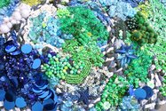 Alice Alva, Te Puna o Waihou (Blue Spring), (2020), detail, artist T-shirts, sequins, pom poms, glass and plastic beads