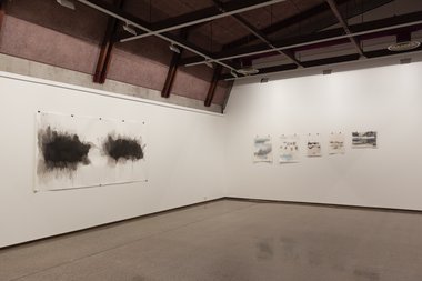 Installation of Kim Lowe's The Silence of the Brush at Ilam Campus Gallery