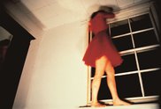 Lucy Gunning, Climbing Around My Room, 1993, (still) video, sound, duration: 7:30 minutes, television monitor, shelf 