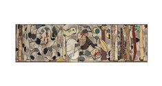 Simon Ogden, After Summer 8, found linoleum, oil and gold leaf on ply, 980 x 270 mm