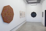 Installation of Maioha Kara's Whakapiri exhibition at Laree Payne Gallery, Hamilton