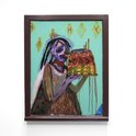 Hannah Ireland, Slow dance, 2022, watercolour and acrylic on found window, 95.5 x 75.6 x 4.2 cm