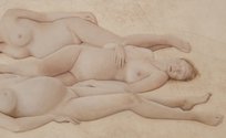 Jennifer Mason, Triple Figure, detail, oil on board, 2020
