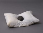 Steve Carr, A Pillow with a River Rock, 2022, carved marble and river rock, 435 x 650 x 140mm.
