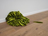 Lucy Meyle, Evergreen scrunchie (accessory for a willow tree), 2019, viscose and silk velvet, stainless steel chain, thread, 100 x 650 x 1000 mm (approx).