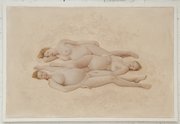 Jennifer Mason, Triple figure, 2022, oil on board in artist-made plaster frame, 1170 × 1730 mm