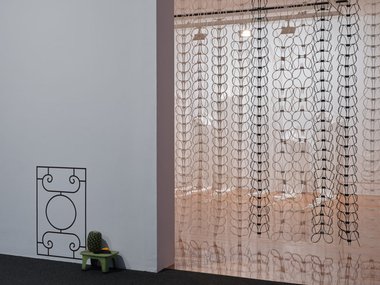 Elsewhere and nowhere else, 2022 (installation view) curated by Vera Mey. Left: Kah Bee Chow, Portals, 2022. Right: Yuk King Tan, Eternity Screen, 2019, photo by Sam Hartnett