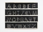Julian Hooper, Self-referencing alphabet, 2021, acrylic on unstretched canvas, 560 x 760 mm
