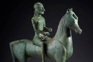 Statuette of a Warrior on Horseback, bronze, probably made in Taranto, Puglia , Italy, about 560 -550 BCE, height 25.4 cm. Courtesy of the Trustees of the British Museum.