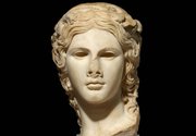 Head from a Statue of Dionysos, marble, Rome, Italy, 120-140 bCE, after a Greek original about 150-100BCE, height 39 cm. Courtesy of the Trustees of the British Museum.