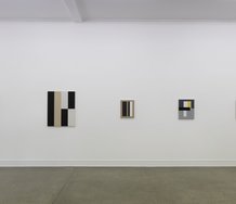 Installation on Starkwhite's lefthand wall of five Gordon Walters canvas paintings