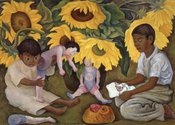Diego Rivera, Sunflowers, 1943, oil on canvas, 90 x 130 cm. The Jacques and Natasha Gelman Collection of 20th Century Mexican Art and the Vergel Foundation