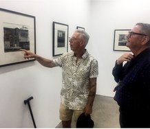 John B Turner:  Paul Hartigan and Ron Brownson visiting the exhibition of my work at the Bowerbank Ninow Gallery, 10 Lorne Street, Auckland CBD, 30 January 2020