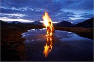 Martin Hill: Burning Issues, from the Watershed Project. Tussock grass, fire. Sculpture, Albert Burn Saddle, Mount Aspiring National Park, NZ 2013. Courtesy of the photographer