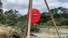 Still from Phil Dadson, Kōea O Tāwhirimātea – Weather Choir: Voicing the Wind, 2023, single-channel video, 17 mins video and audio content by Breath of Weather Collective, digital map by Area Design