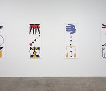 Installation view of Richard Killeen's 'Stack and Tin Jar' exhibition at Ivan Anthony.
