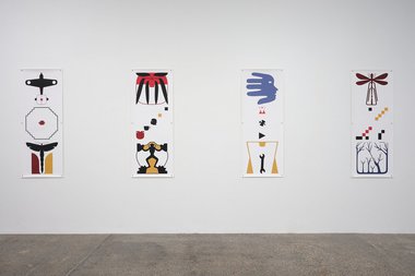 Installation view of Richard Killeen's 'Stack and Tin Jar' exhibition at Ivan Anthony.