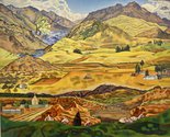 Rita Angus, Central Otago, 1953-1956, 1969, oil on canvas on cardboard Te Papa, gift of Douglas Lilburn