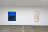 Tariku Shiferaw, Still Strugglin’ (Raekwon), 2022, acrylic on canvas, 152.40 x 121.90 cm; Blair Thurman, THE SNAKE RING, 2023,  acrylic and canvas on wood, 179 x 99 x 13 cm 
