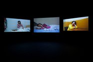 Chia-En Jao, REM Sleep, 2011, installation view, three channel video. Photo by Samuel Hartnett