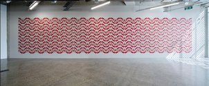 Haumi, Te Wai o Ngutu Kākā Whakarākeitanga, pattern,  acrylic on wall, 2021 /2023