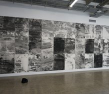 Installation of Jill McIntosh, Shifting Field, 2023, charcoal on Lanaquarelle paper. Photo by Victoria Baldwin