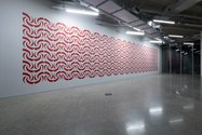 Haumi, Te Wai o Ngutu Kākā Whakarākeitanga, pattern (installed),  acrylic on wall, 2021 /2023