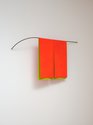 Helen Calder, Orange Split, 2021, acrylic paint and steel, 520 x 920 x 80 mm. Photo: Sam Hartnett