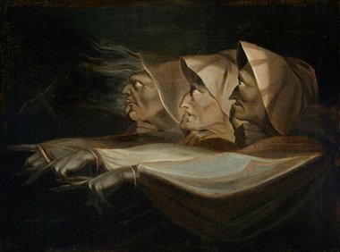 Henry Fuseli, Study for the Three Witches in Macbeth, ca.1783, oil on canvas.420 x 537 mm. Auckland Art Gallery Toi o Tāmaki, purchased with funds from the M A Serra Trust, 1980  