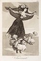Francisco de Goya y Lucientes, Volaverunt. (They Have Flown), ca.1799, etching with acquatint and drypoint. 214 x 150 mm. Auckland Art Gallery Toi o Tāmaki, purchased 1971 